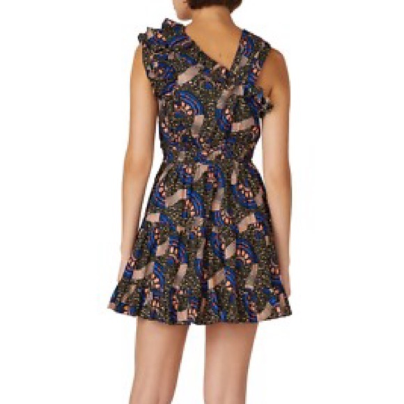 Ulla Johnson | Iliana Poplin Ruffle Mini Dress Size 6 Abstract Print 100% Cotton - Picture 3 of 13